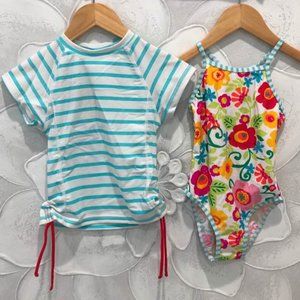 (2 pc Set Girl Swimsuit + Rashguard) Snapper Rock